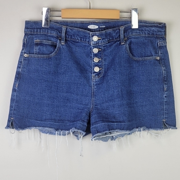 Old Navy Boyfriend Jean Shorts Button Fly Frayed Hem 14 - Picture 9 of 9